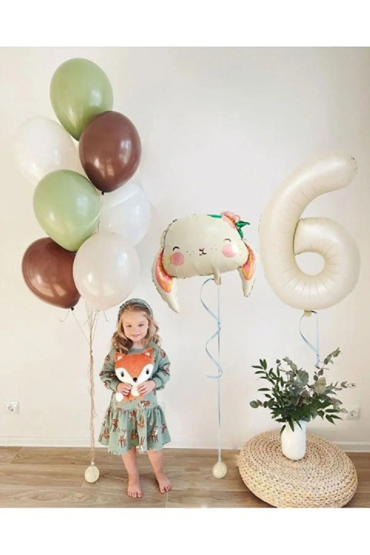 Süslü Tavşan Folyo Balon Zincir Seti Doğum Günü Retro Balon Seti
