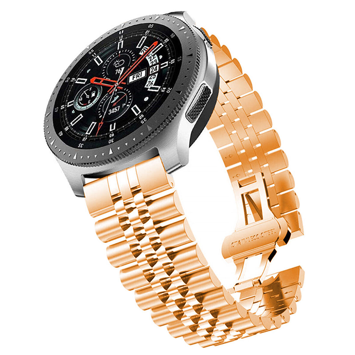 Megafox Samsung Galaxy Watch Active 2 40/44mm Metal Paslanmaz Çelik Kordon Baklalı Klipsli Kayış