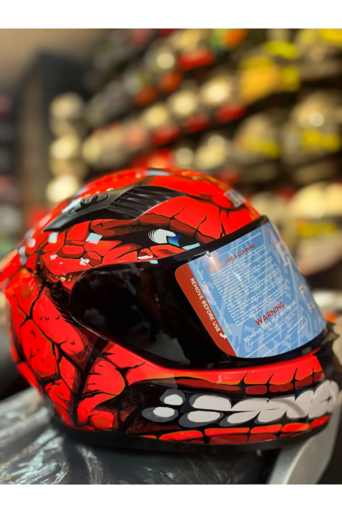 Fazer Siyah Vizör Fantastic Red Shinny Full Face Güneş Vizörlü Motosiklet Kaskı