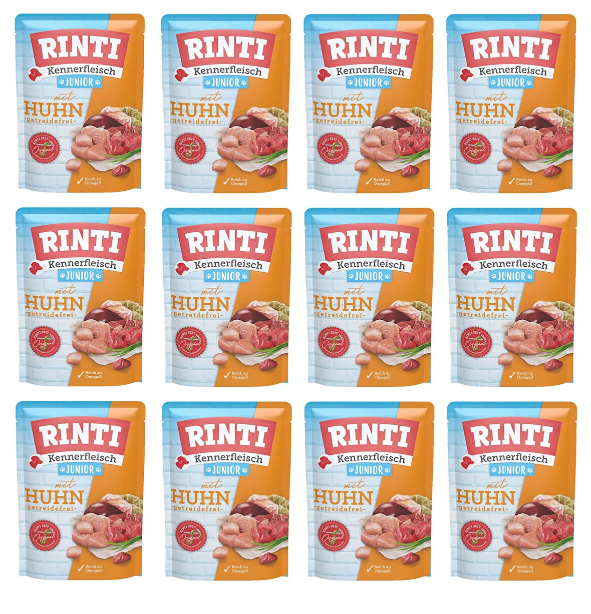 Rinti Pouch Tavuklu Yavru Köpek Yaş Mama 400 Gr. X 12 Adet