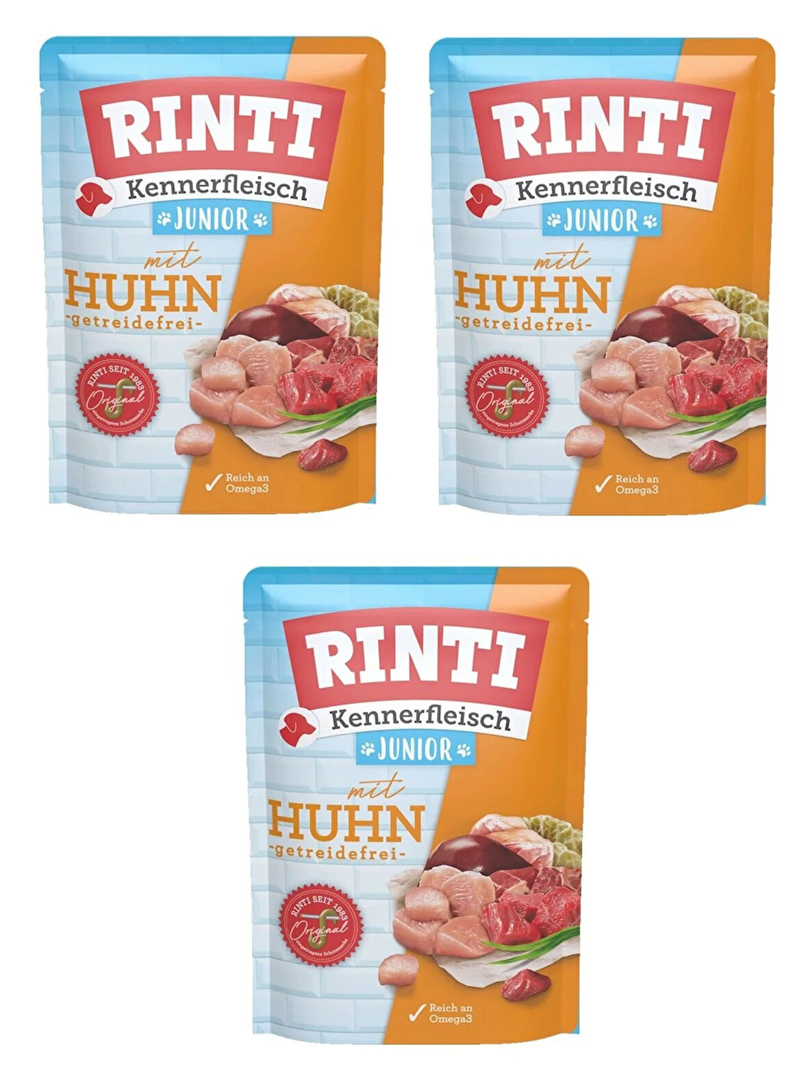 Rinti Pouch Tavuklu Yavru Köpek Yaş Mama 400 Gr. X 3 Adet