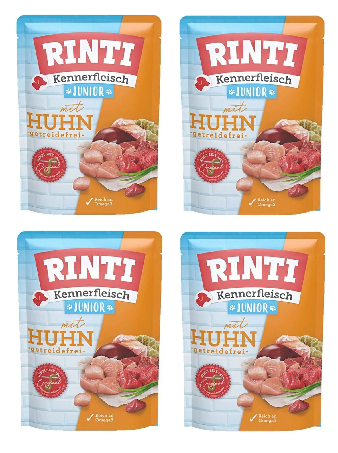 Rinti Pouch Tavuklu Yavru Köpek Yaş Mama 400 Gr. X 4 Adet