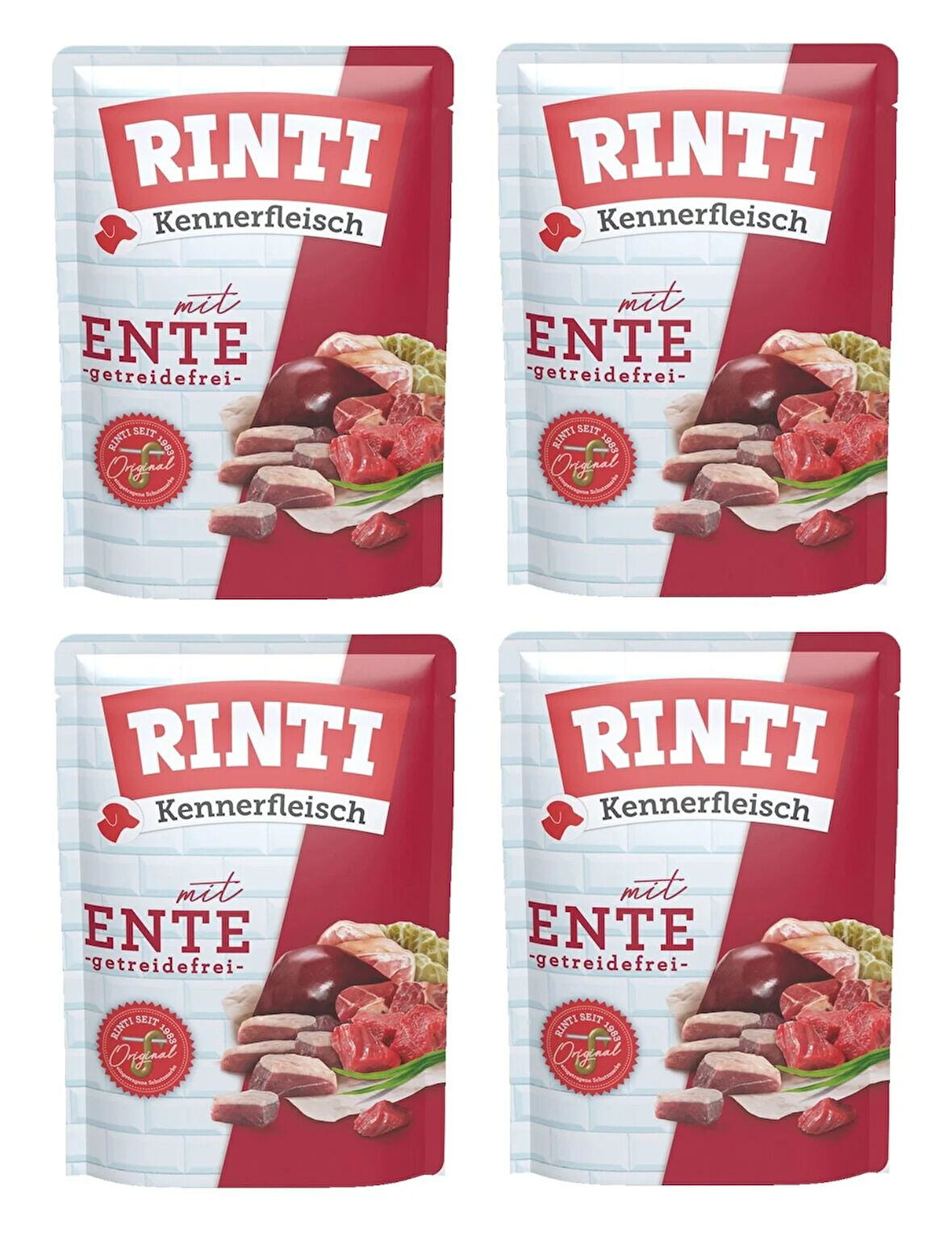 Rinti Pouch Ördekli Köpek Yaş Mama 400 Gr. X 4 Adet