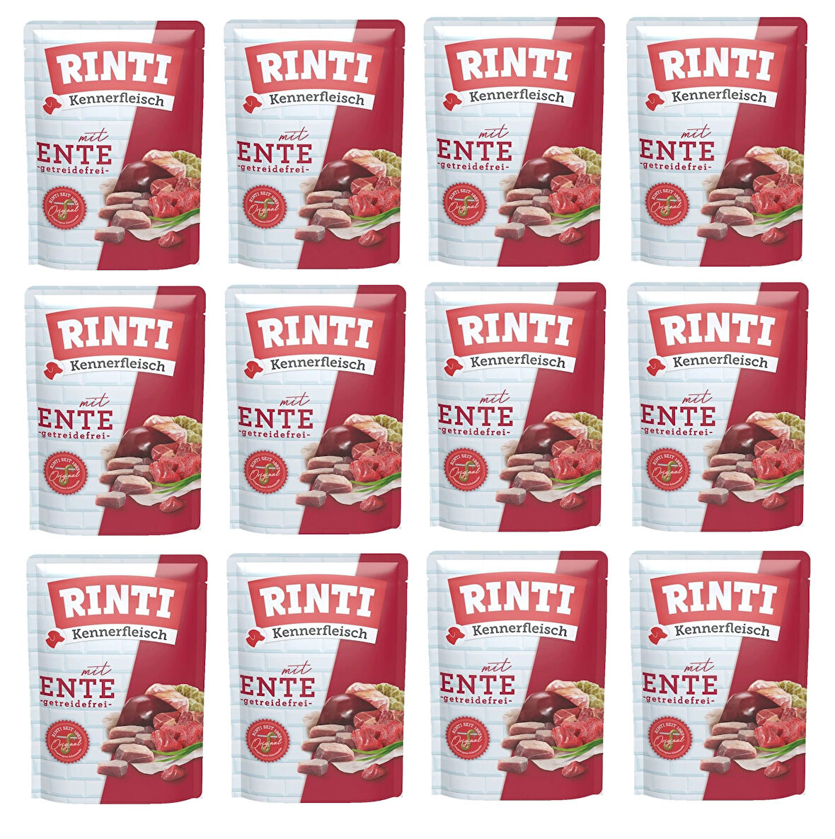 Rinti Pouch Ördekli Köpek Yaş Mama 400 Gr. X 12 Adet