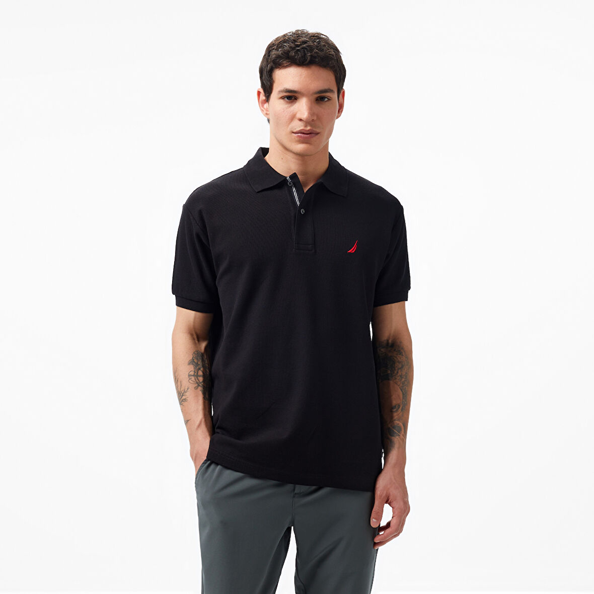 Nautica Erkek Siyah Classic Fit Kısa Kollu Polo