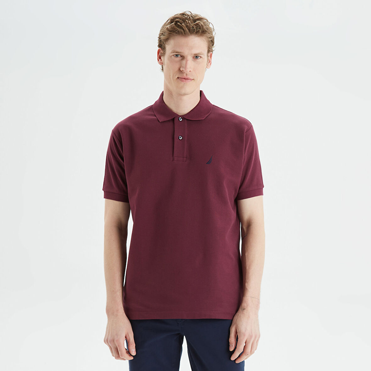 Nautica Erkek Bordo Classic Fit Kısa Kollu Polo Yaka T-Shirt