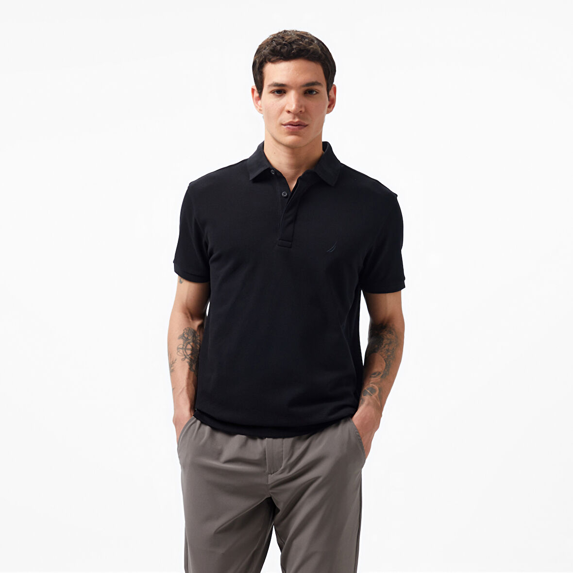 Nautica Erkek Siyah Slim Fit Kısa Kollu Polo Yaka T-Shirt