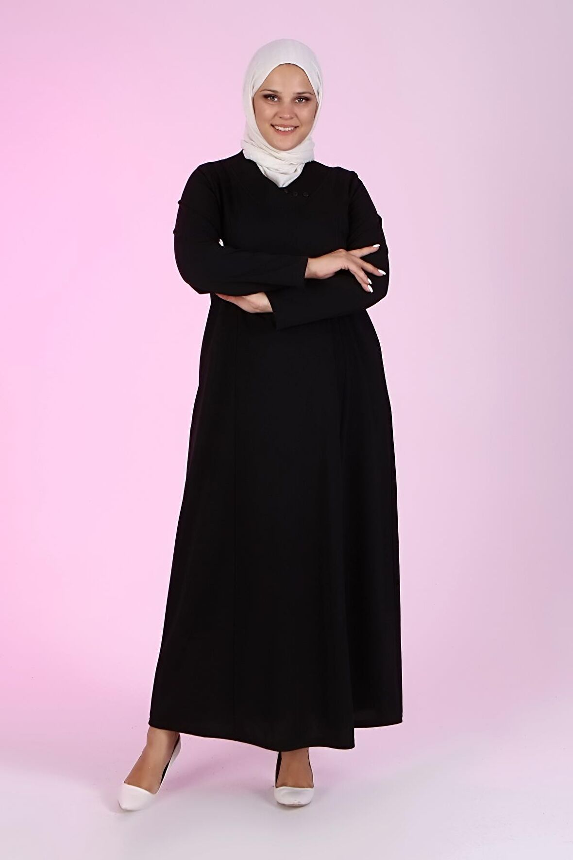 Kadın Büyük Beden Petek Kumaş Jakar Anne Elbisesi