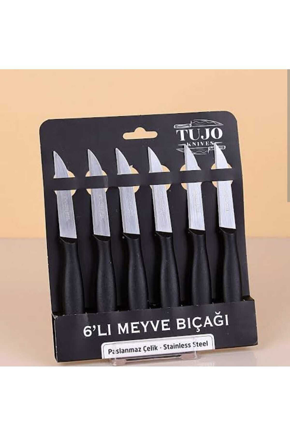 Tujo Paslanmaz Çelik 6 Lı Meyve Bıçağı Siyah Saplı