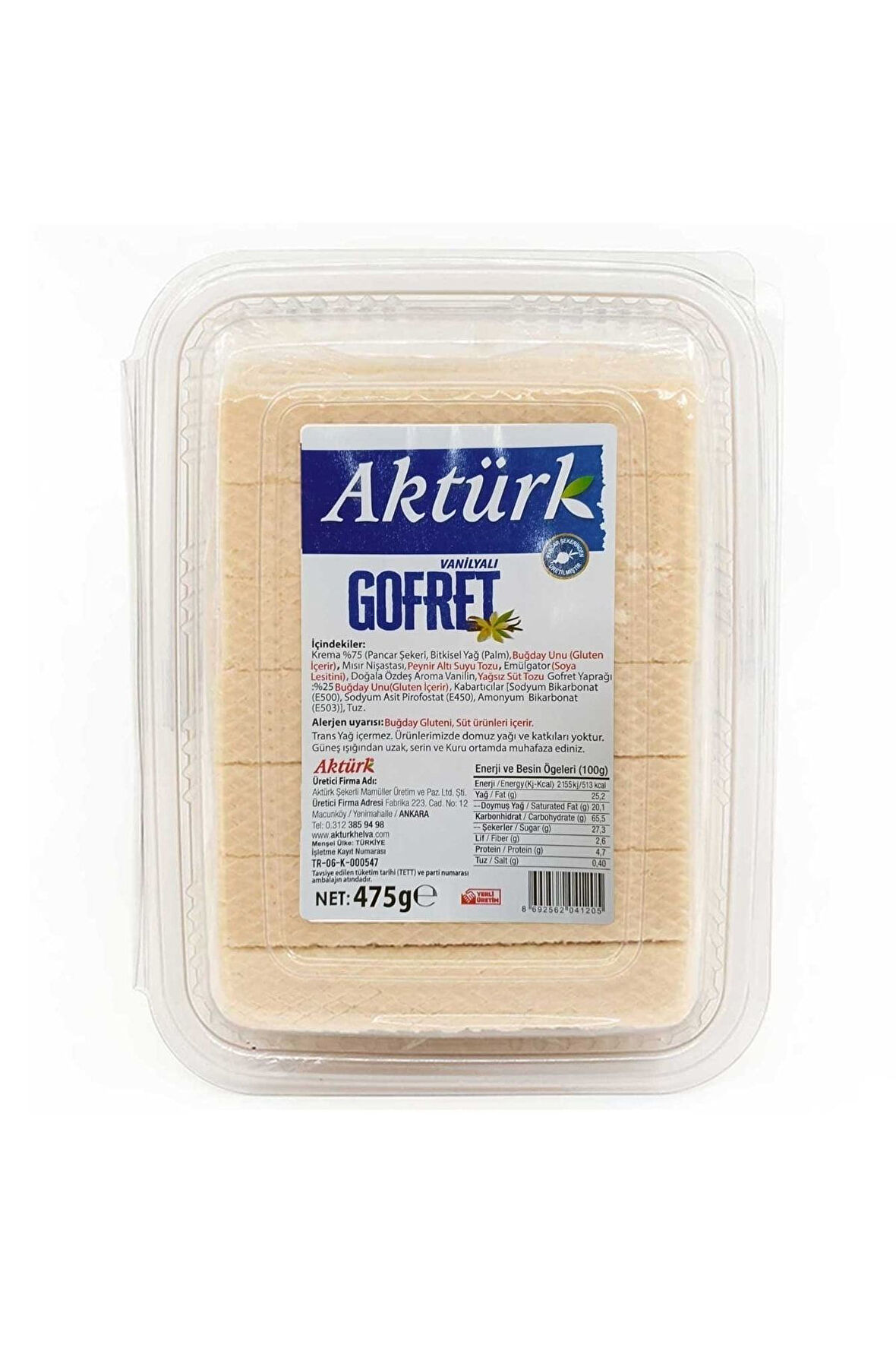 AKTÜRK VANİLYALI GOFRET 475 GR ÇITIR GOFRET