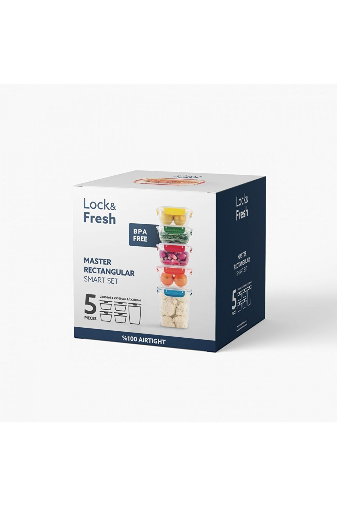 Saklama Kabı Kilitli Farklı Ölçülerle Lock&Fresh 5 Set