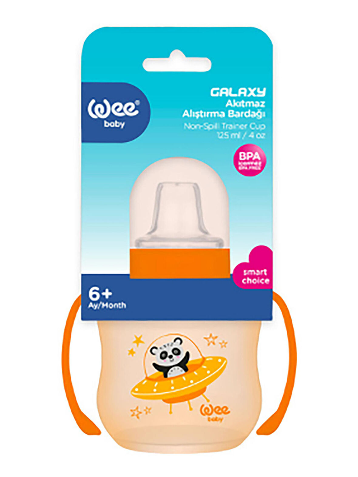 Wee Baby Akıtmaz Kulplu PP Bardak 125 ml Turuncu