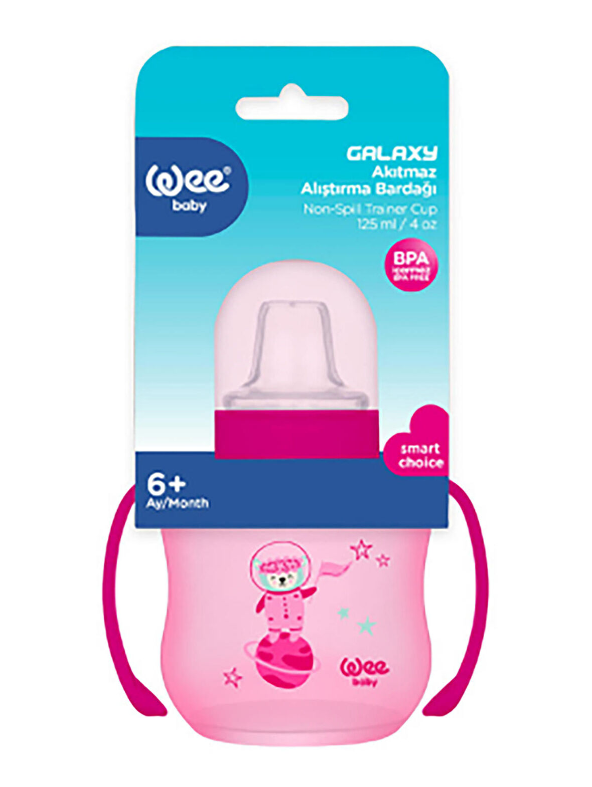 Wee Baby Akıtmaz Kulplu PP Bardak 125 ml Fuşya