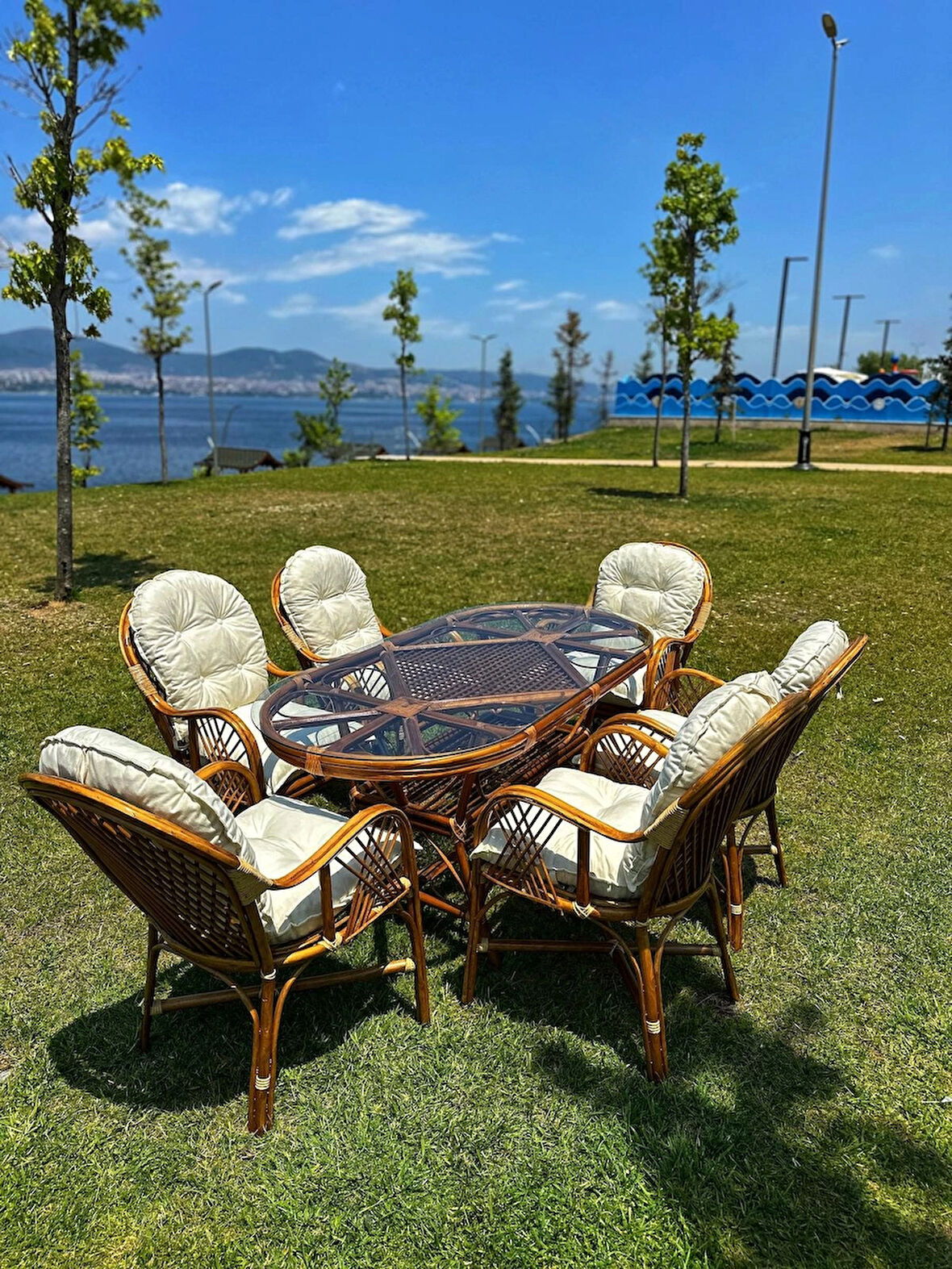Romano 6 Kişilik Bambu Bahçe Takımı, Doğal Bambu Renk – Şık, Dayanıklı Ve Konforlu Tasarım