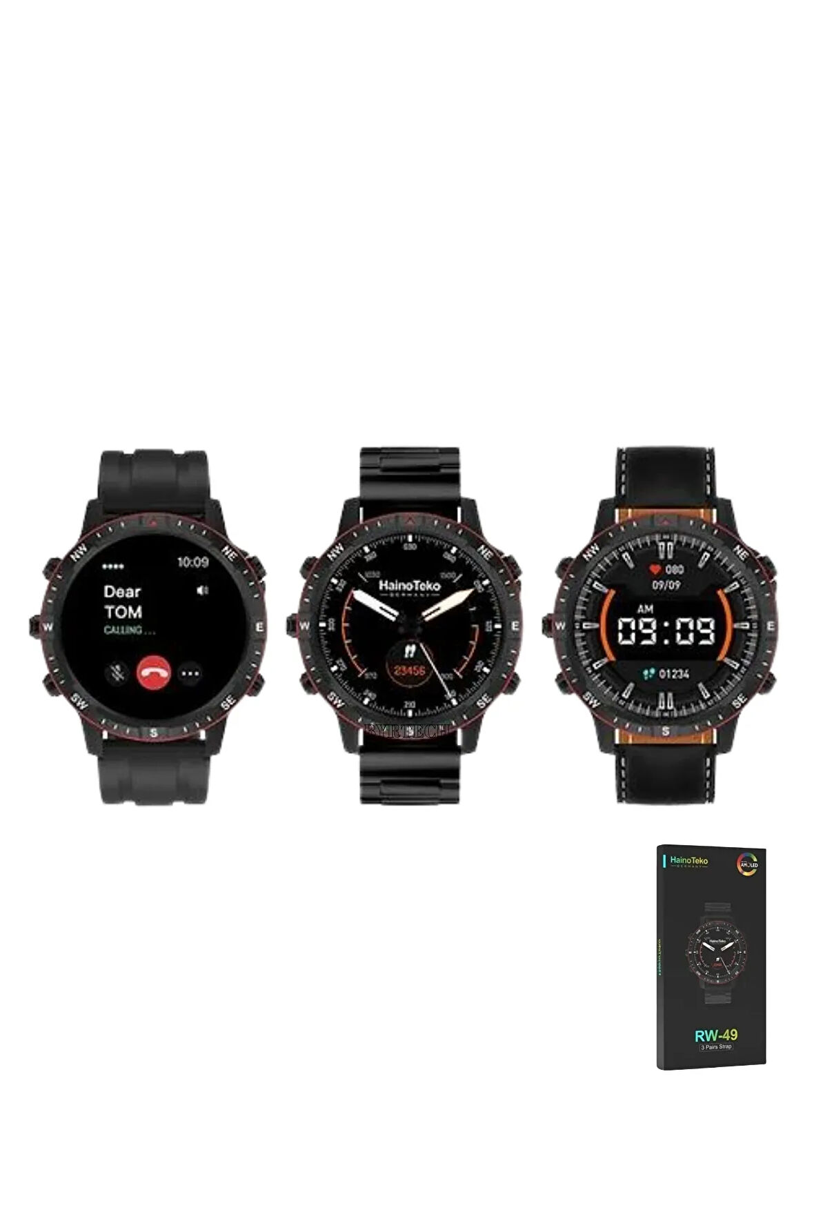 HainoTeko RW-49 Curved Amoled Ekran Metal / Deri / Silikon Kordonlu Watch 4 Pro Max Akıllı Saat