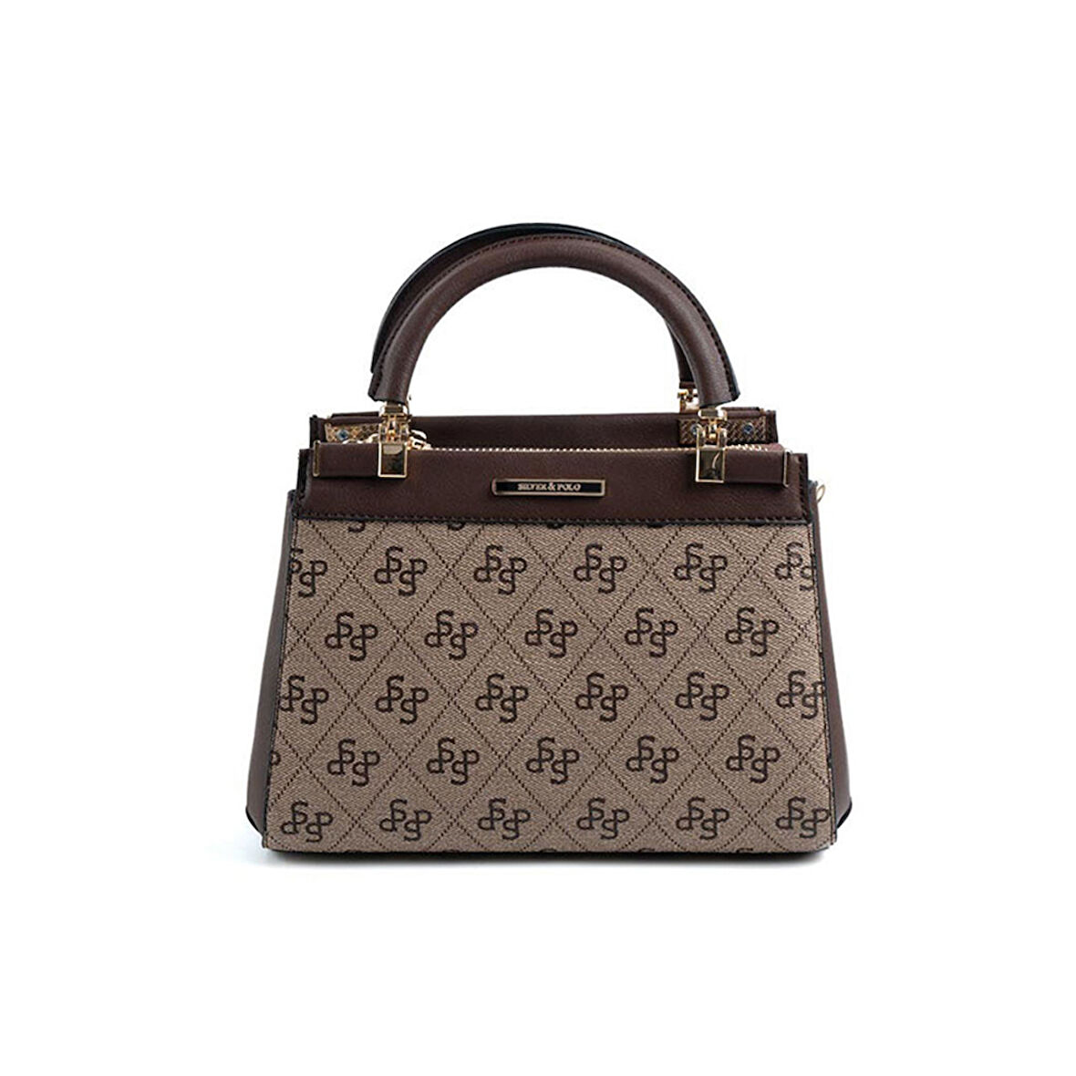 Silver Polo  Kadın Omuz Çantası 1193-47685 SILVER POLO M178 KOYU BEJ-MAT KAHVE