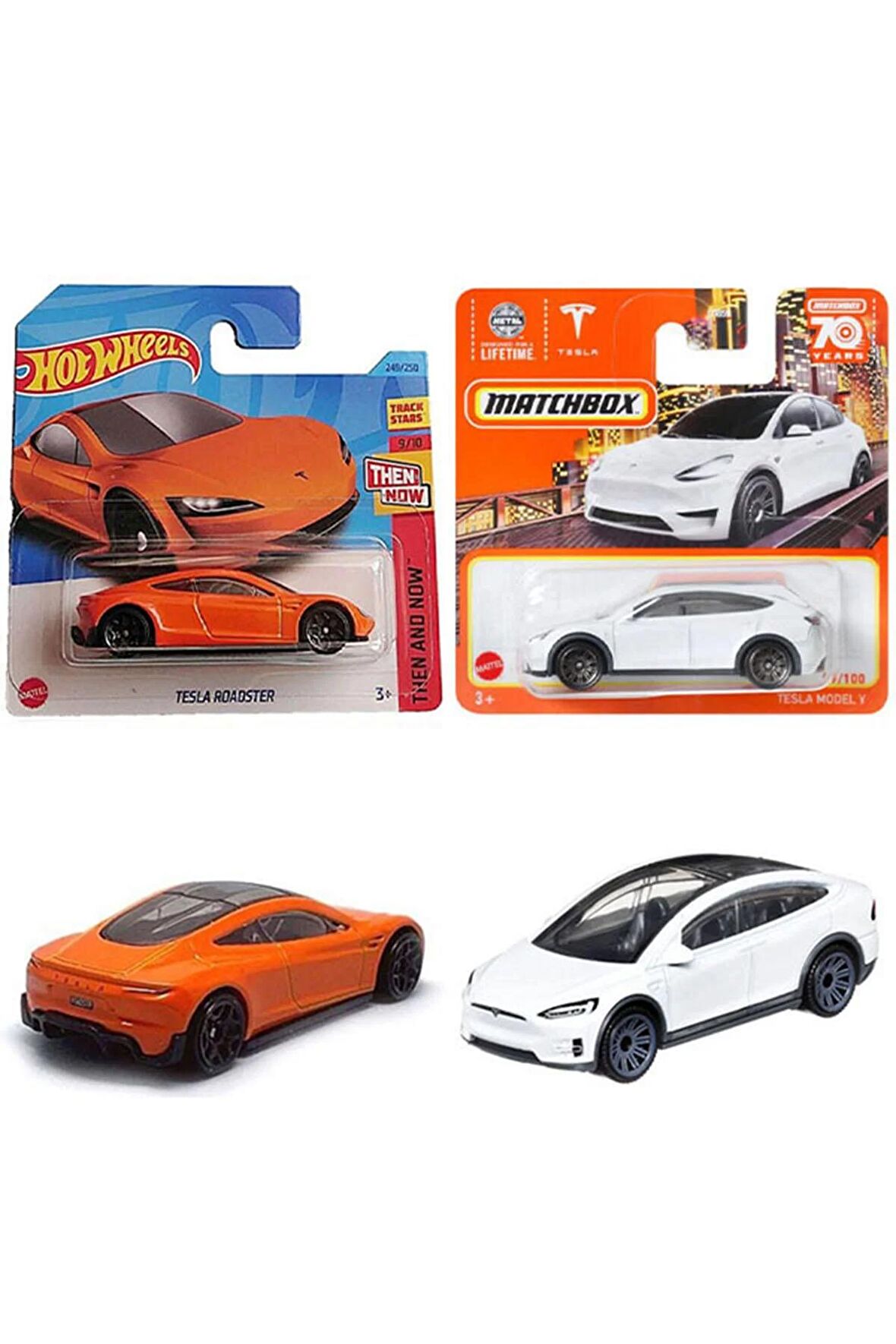 Tesla 2 Araç Set - Hot Wheels Tesla Roadster & Matchbox Tesla Model Y (1:64)