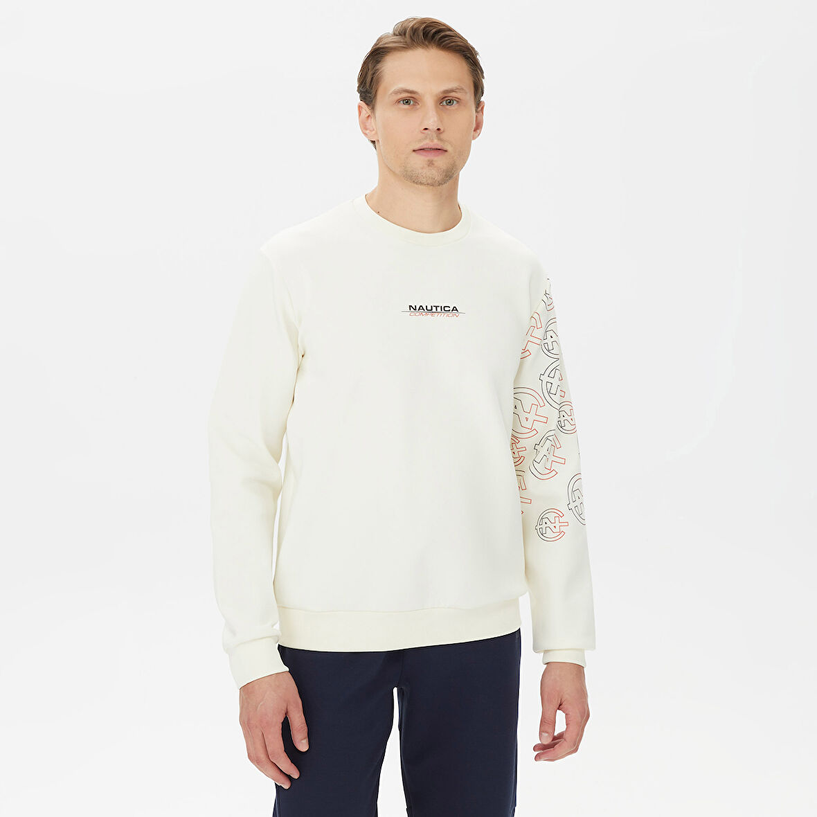 Nautica Erkek Beyaz Standart Fit Sweatshirt