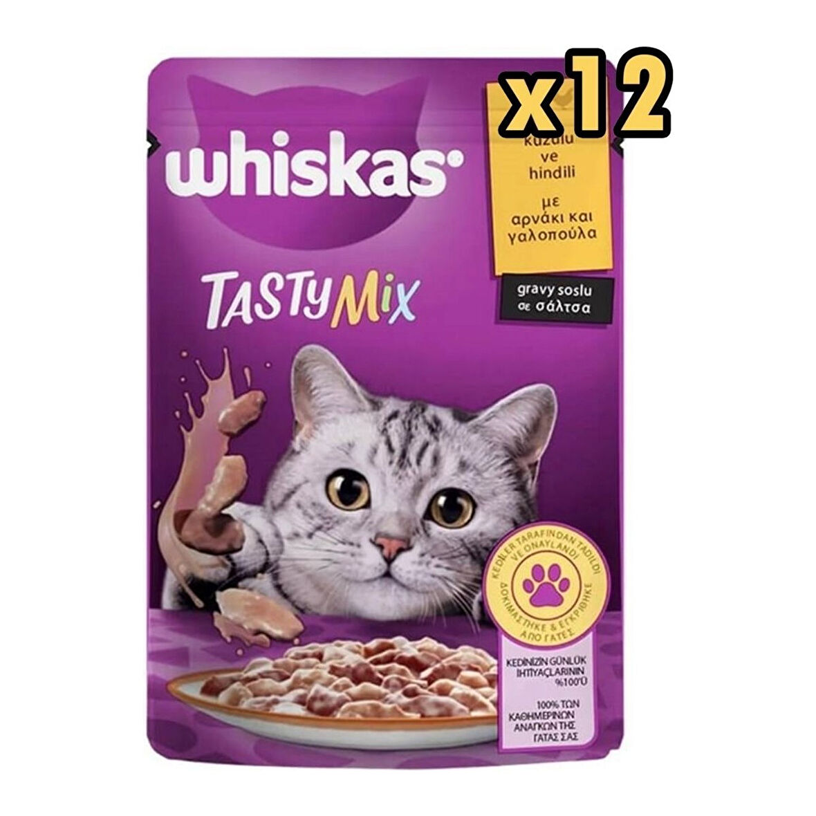 Tasty Mix Kuzulu Hindili Kedi Maması 85 gr x 12 Adet