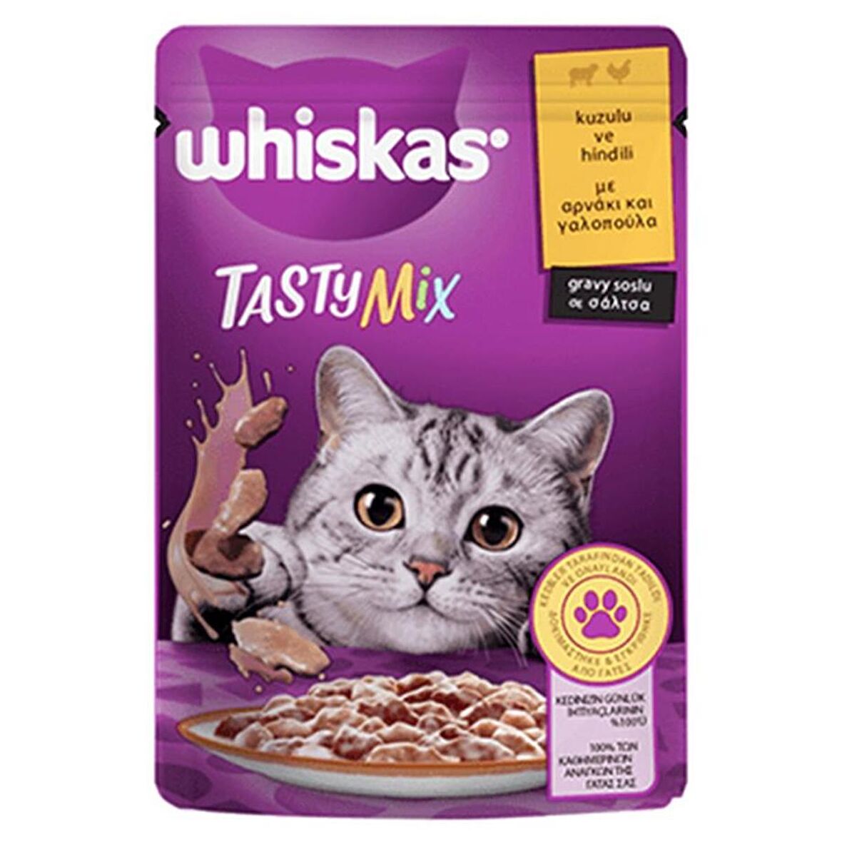 Whiskas Pouch TastyMix Sos İçinde Kuzulu ve Hindili Yetişkin Kedi Konservesi 85gr