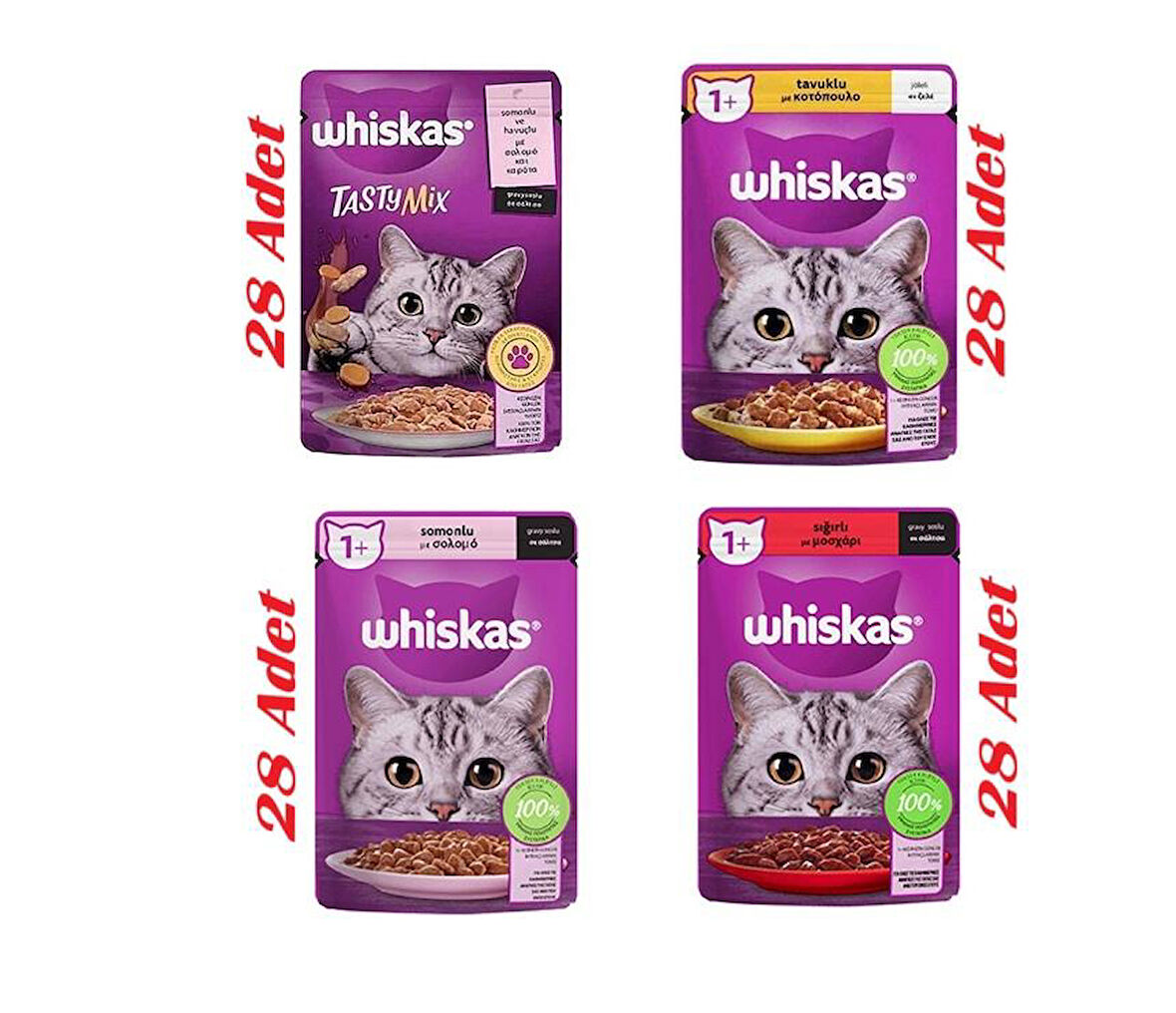 Whiskas Pouch Sos İçinde Yetişkin Kedi Konservesi 85gr*112 Adet Karışık Mega Set