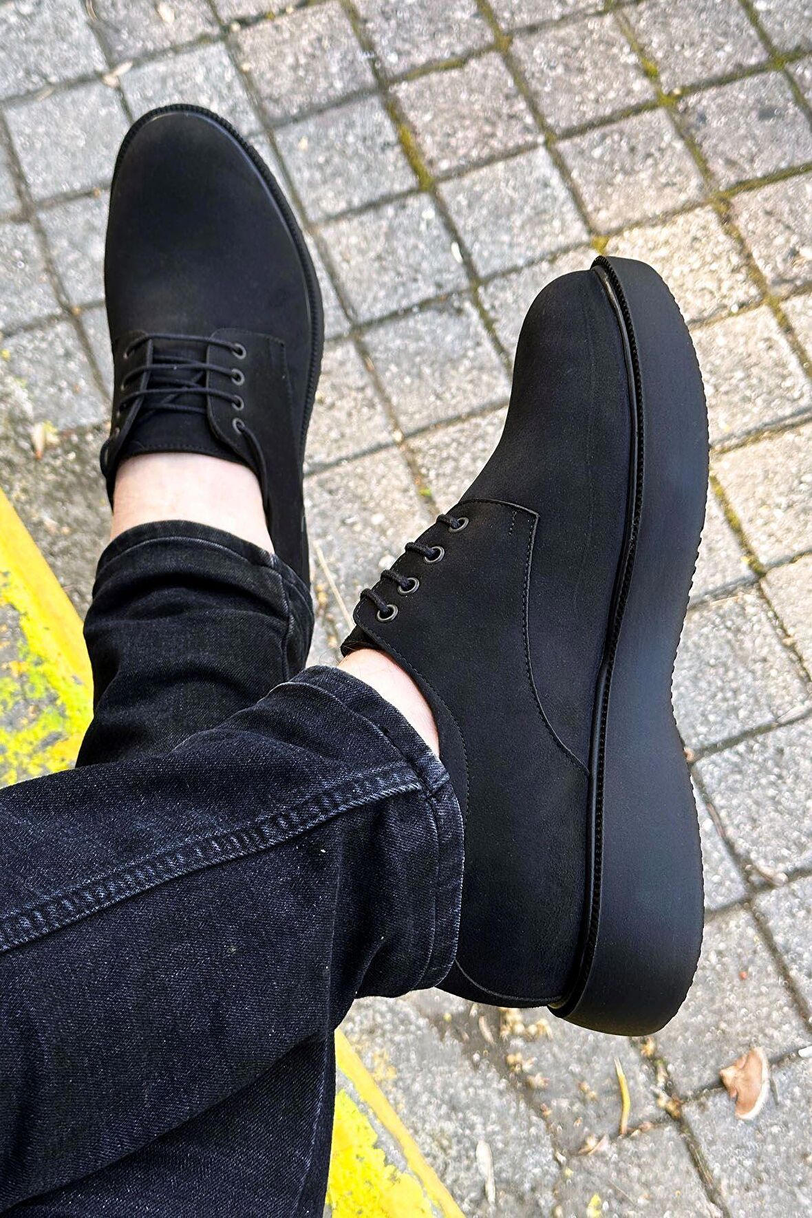 Big King Siyah Süet Kalın Taban Erkek Klasik Ayakkabı