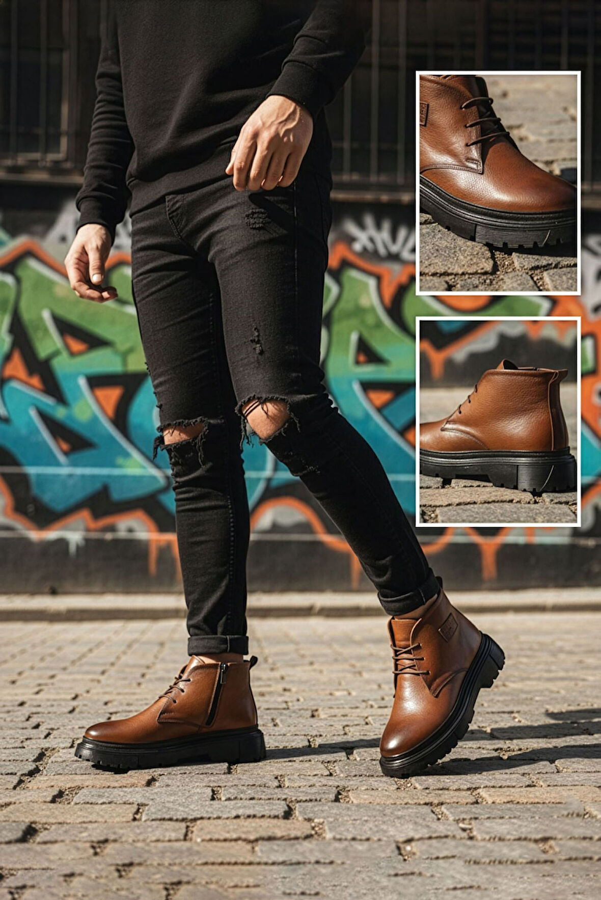 Big King Hakiki Deri Erkek Yarım Bot