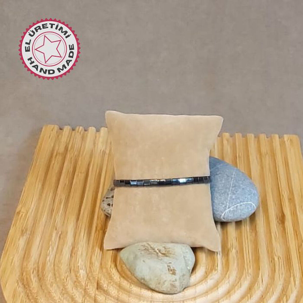 Uretti - Özlem 9422 9706 Kare Kesim Hematit Doğal Taş Erkek Bileklik