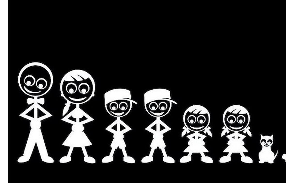 Aile Sticker Arka Cam 2 Erkek 2 Kız Çocuk Sticker Yapıştırma