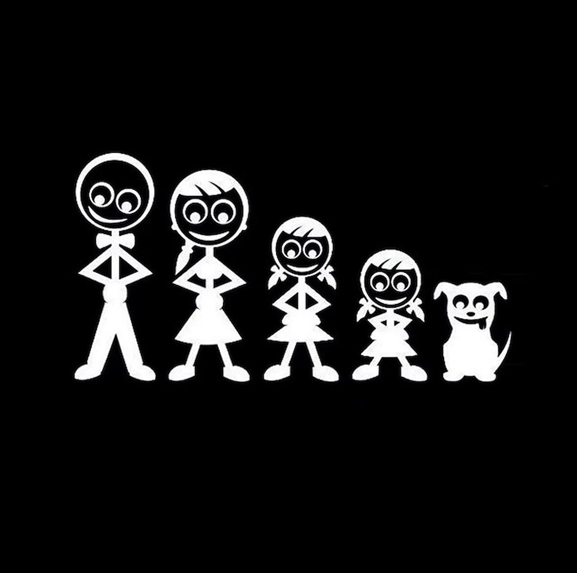 Aile Sticker Arka Cam Baba Anne 2 Kız Çocuk Sticker Yapıştırma