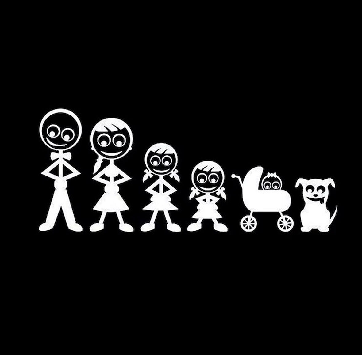 Aile Sticker Arka Cam Baba Anne 2 Kız Çocuk ve bebek Yapıştırma