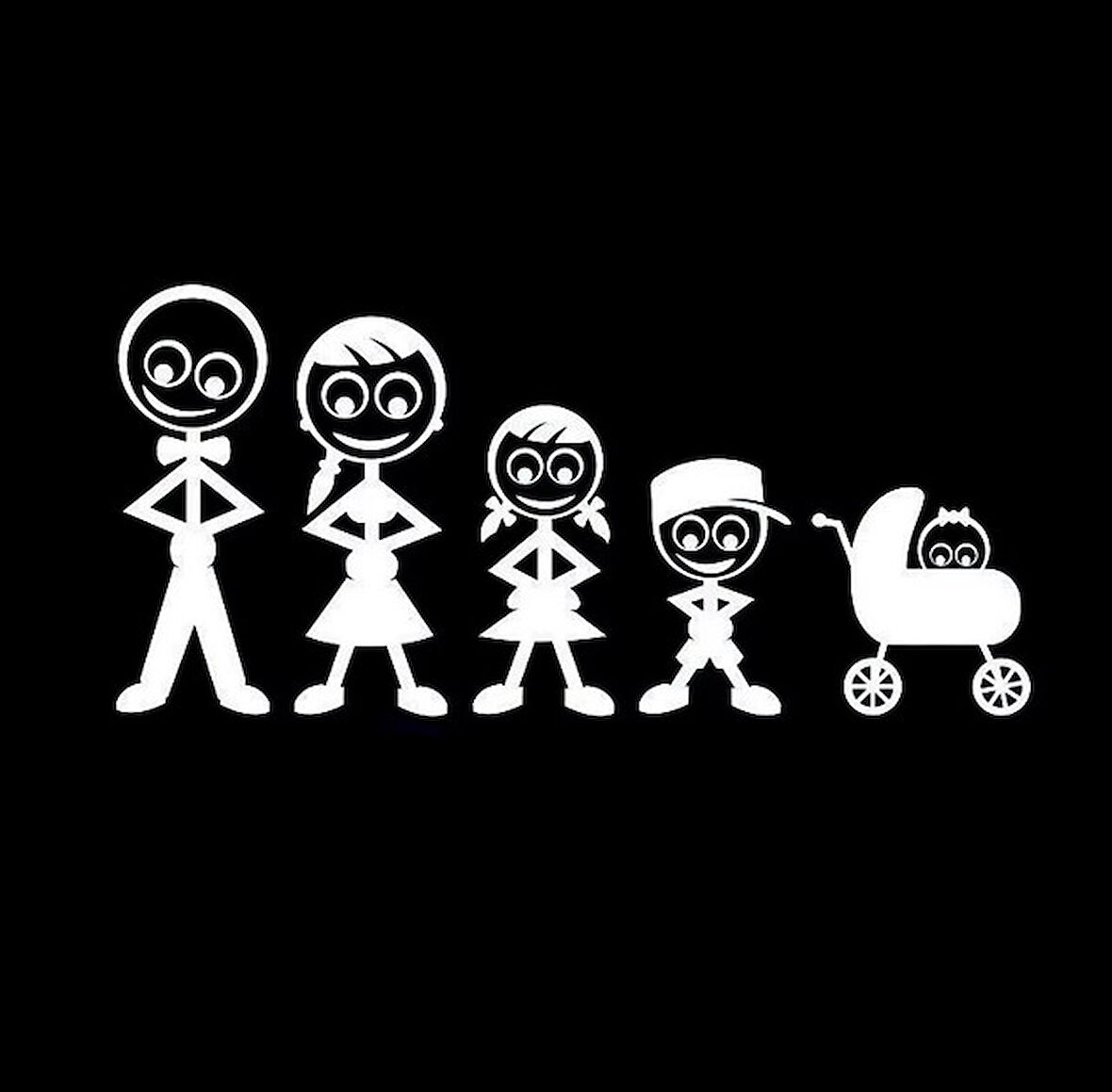 Aile Sticker Arka Cam Baba Anne Kız Erkek Çocuk ve bebek Yapıştırma