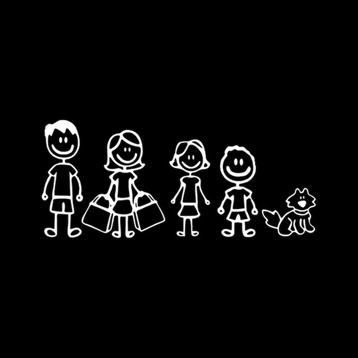 Aile Sticker Baba Anne Kız Erkek Çocuk Sticker Yapıştırma