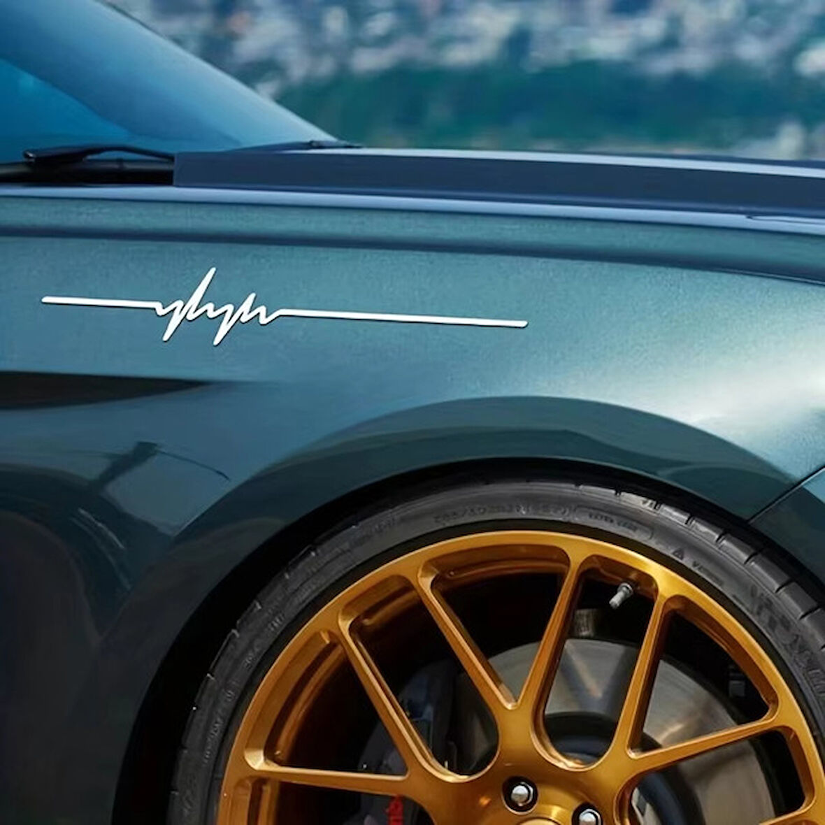 Kalp Nabız Sticker Araba 30 CM Beyaz Renk 2 Adet