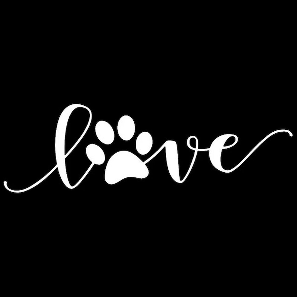 Love Köpek Ayak izi Sticker Yapıştırma Etiket 22CM Beyaz Renk