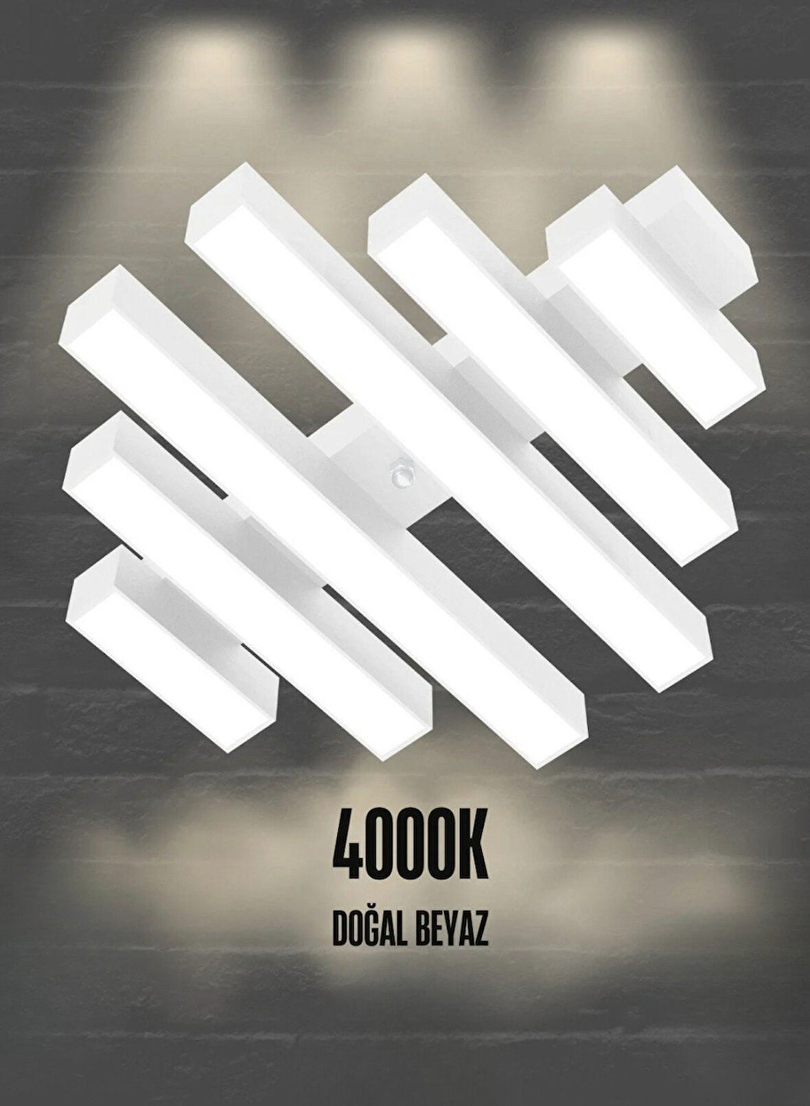 Parrılla ( Beyaz Kasa, Doğal Beyaz Işık ) Modern Plafonyer Led Avize, Salon, Mutfak, Oturma Odası