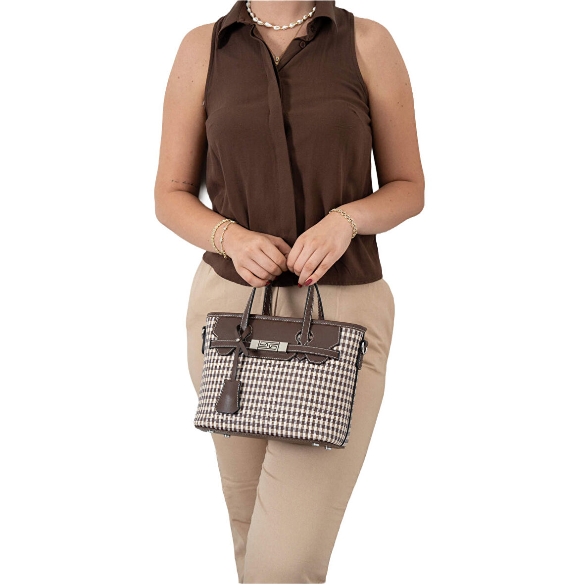 Silver Polo  Kadın Omuz Çantası 1185-47860 SILVER POLO Kadın ÇANTASI M191 KAHVE SARI-MAT KAHVE