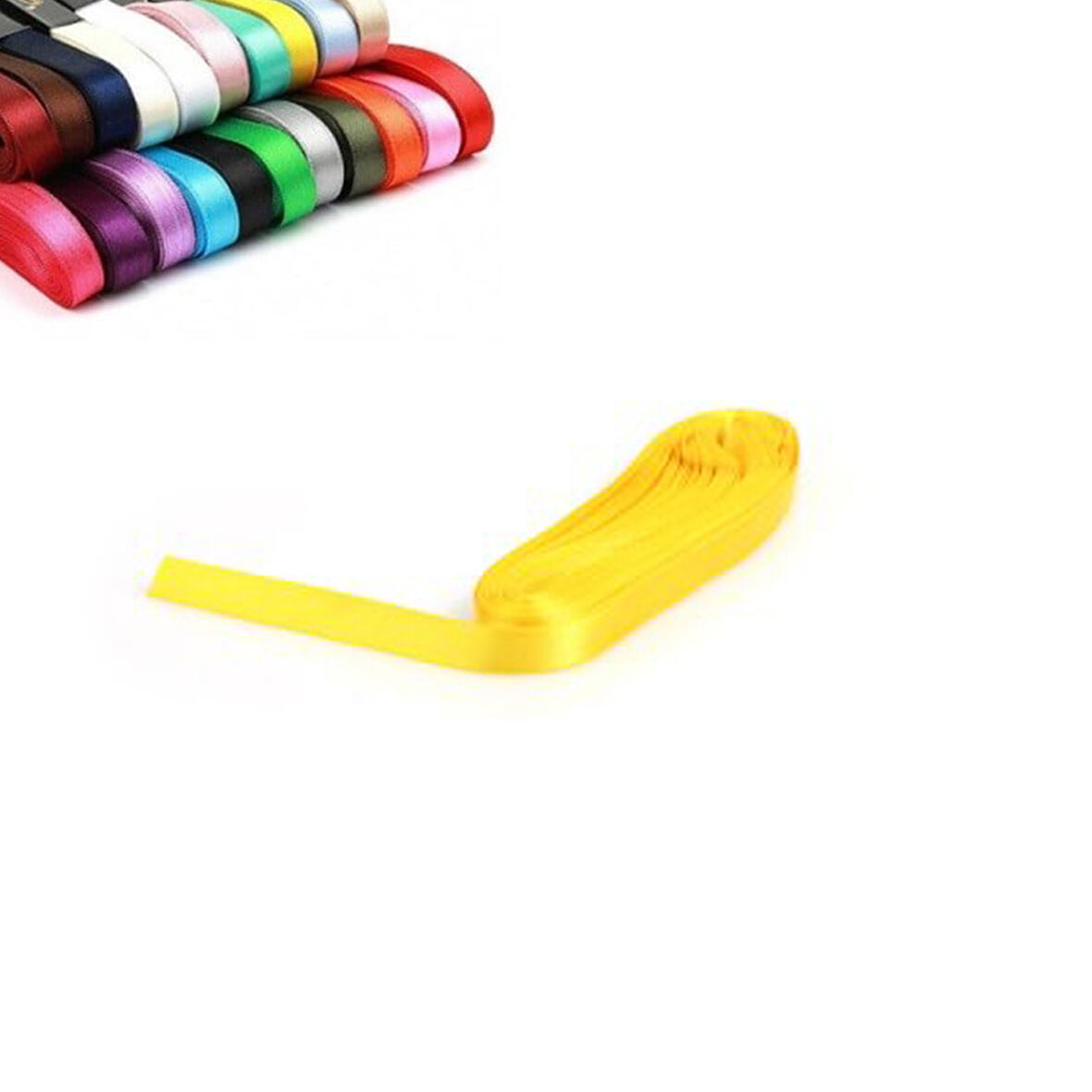 Sarı Renkli Saten Kurdela 1 cm kalınlıkta 10 mt Hediye ve Süsleme Şeridi