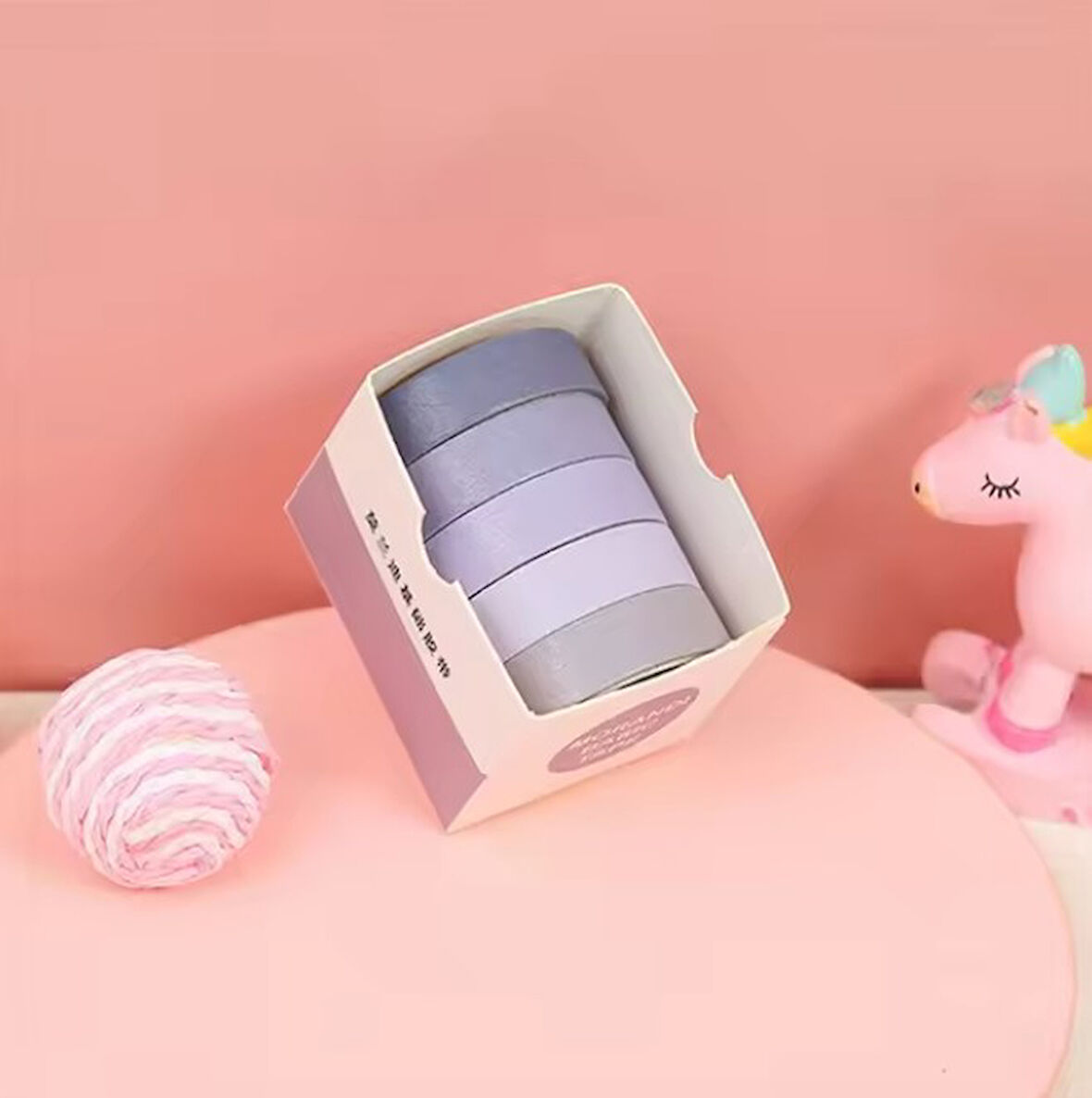 Vintage Washi Tape Bant Yapışkanlı Maskeleme Kağıdı Renkli Bant 5 li - Mor Tonları N1