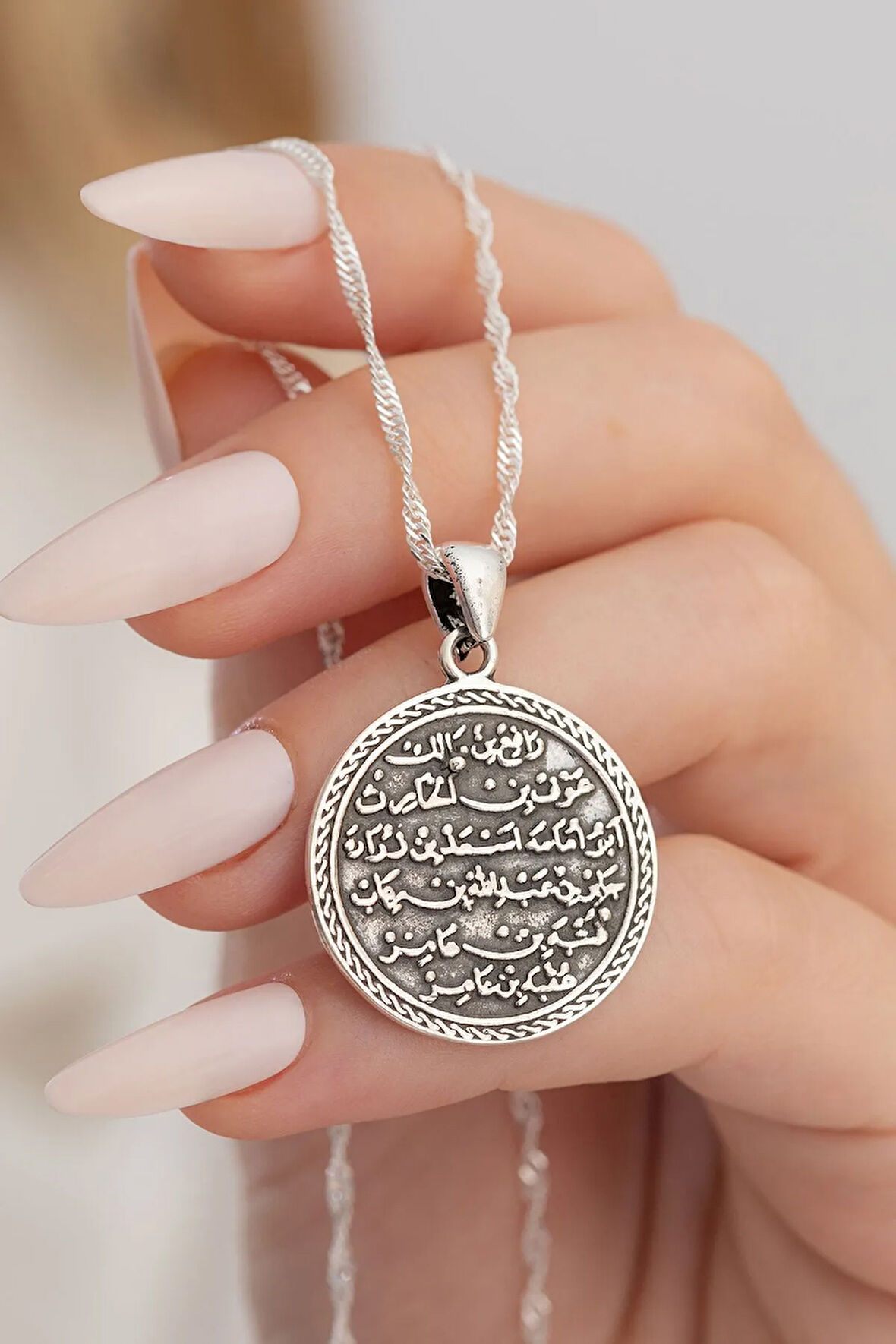 Çift Taraflı Nazar Duası Ve Kıtmir Gümüş Kolye Zincir