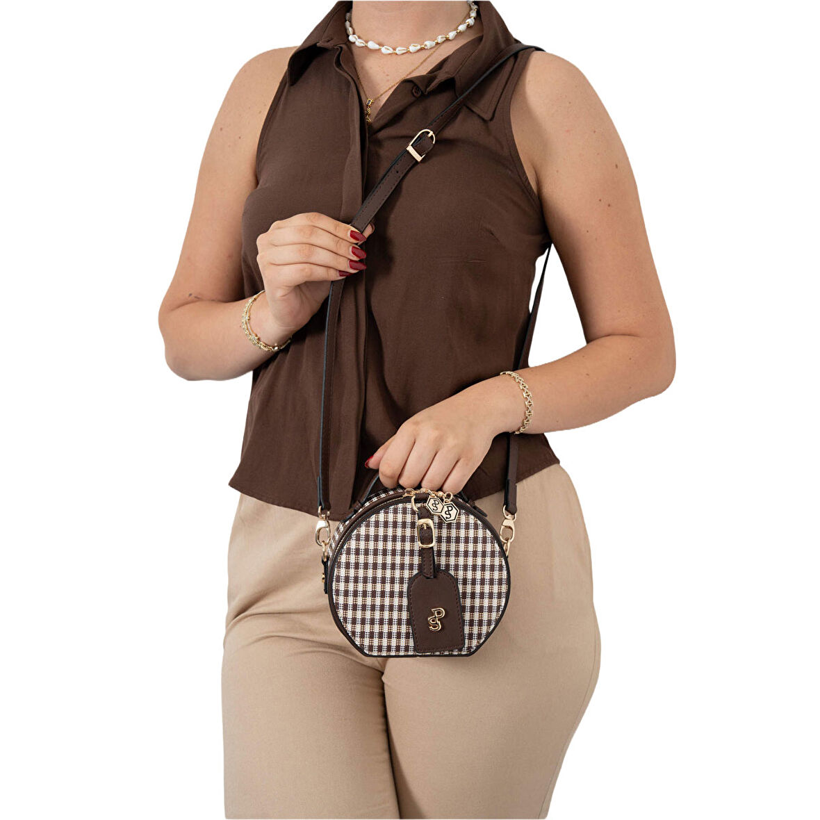 Silver Polo  Kadın Çapraz Çanta 1163-47879 SILVER POLO ÇAPRAZ Kadın ÇANTASI M191 KAHVE SARI-MAT KAHVE