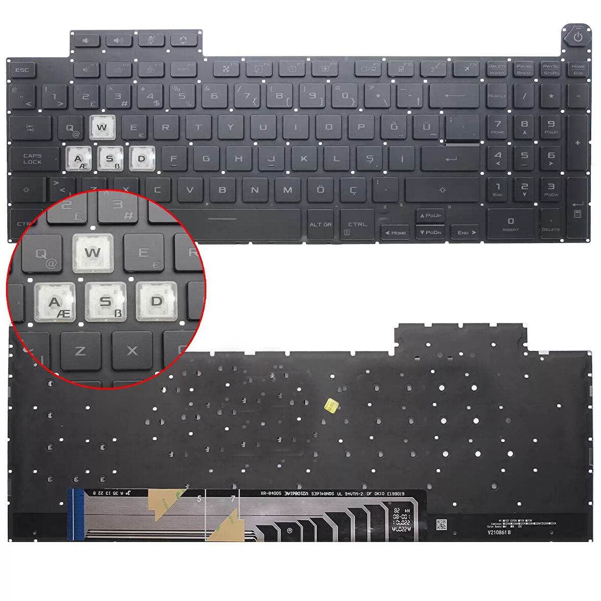 Asus TUF Gaming A15 FX507VU Notebook Klavye Işıklı