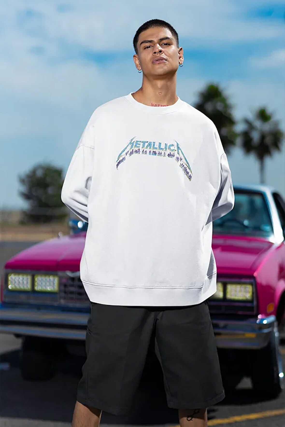 Metallica Yazılı Unisex Oversize Rock Metal Sweatshirt