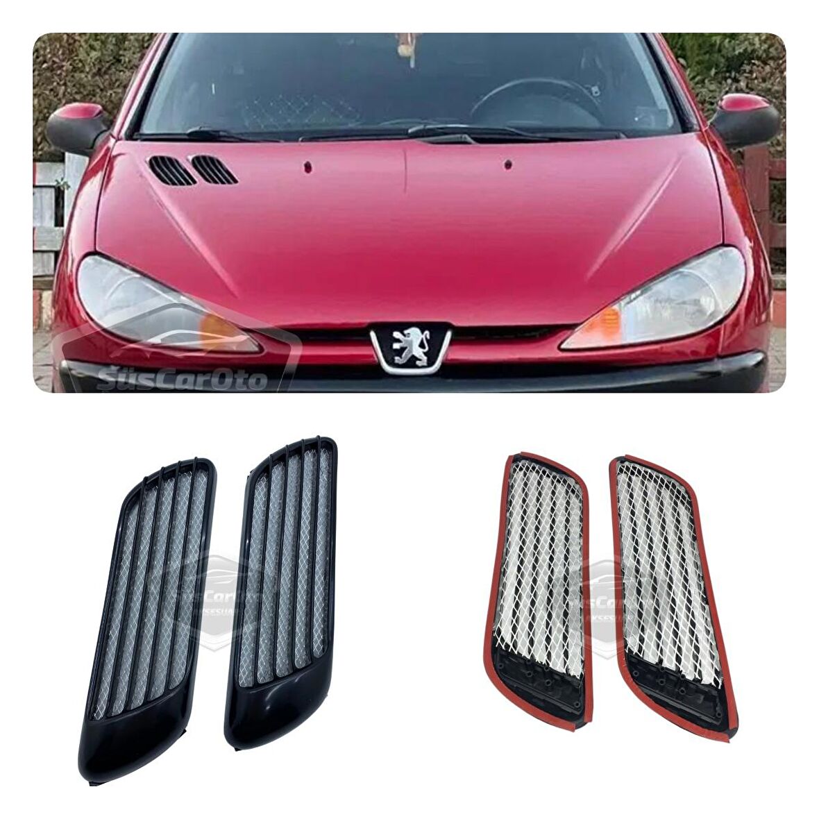 Üniversal Her Araca Uyumlu Kaput Üstü Havalandırma Izgarası Venti Universal Air Scoop Peugeot 206 Tip 2'li