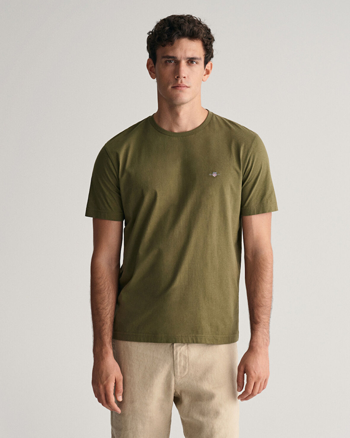 GANT Erkek Yeşil Regular Fit Bisiklet Yaka T-Shirt