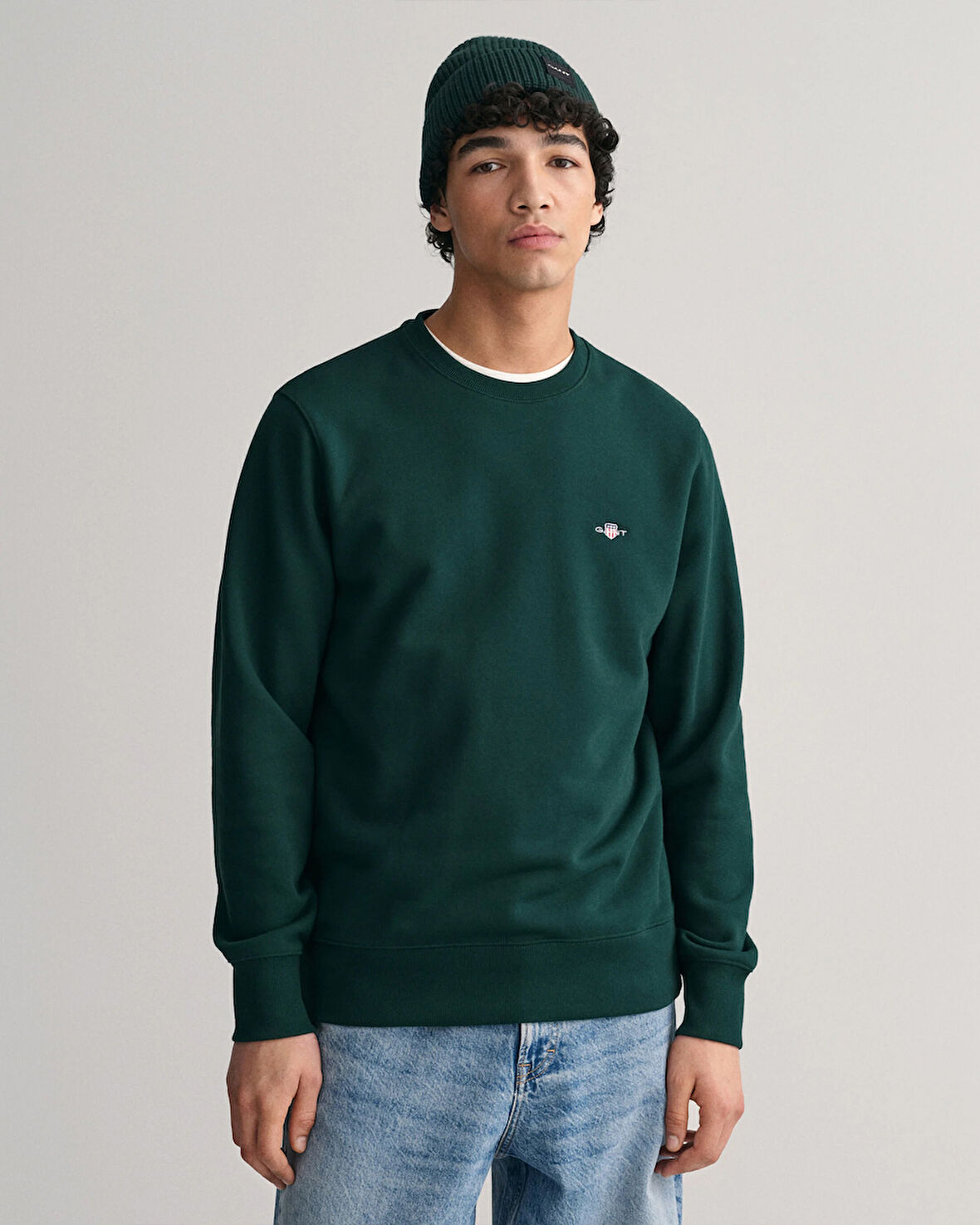 GANT Erkek Yeşil Regular Fit Bisiklet Yaka Sweatshirt