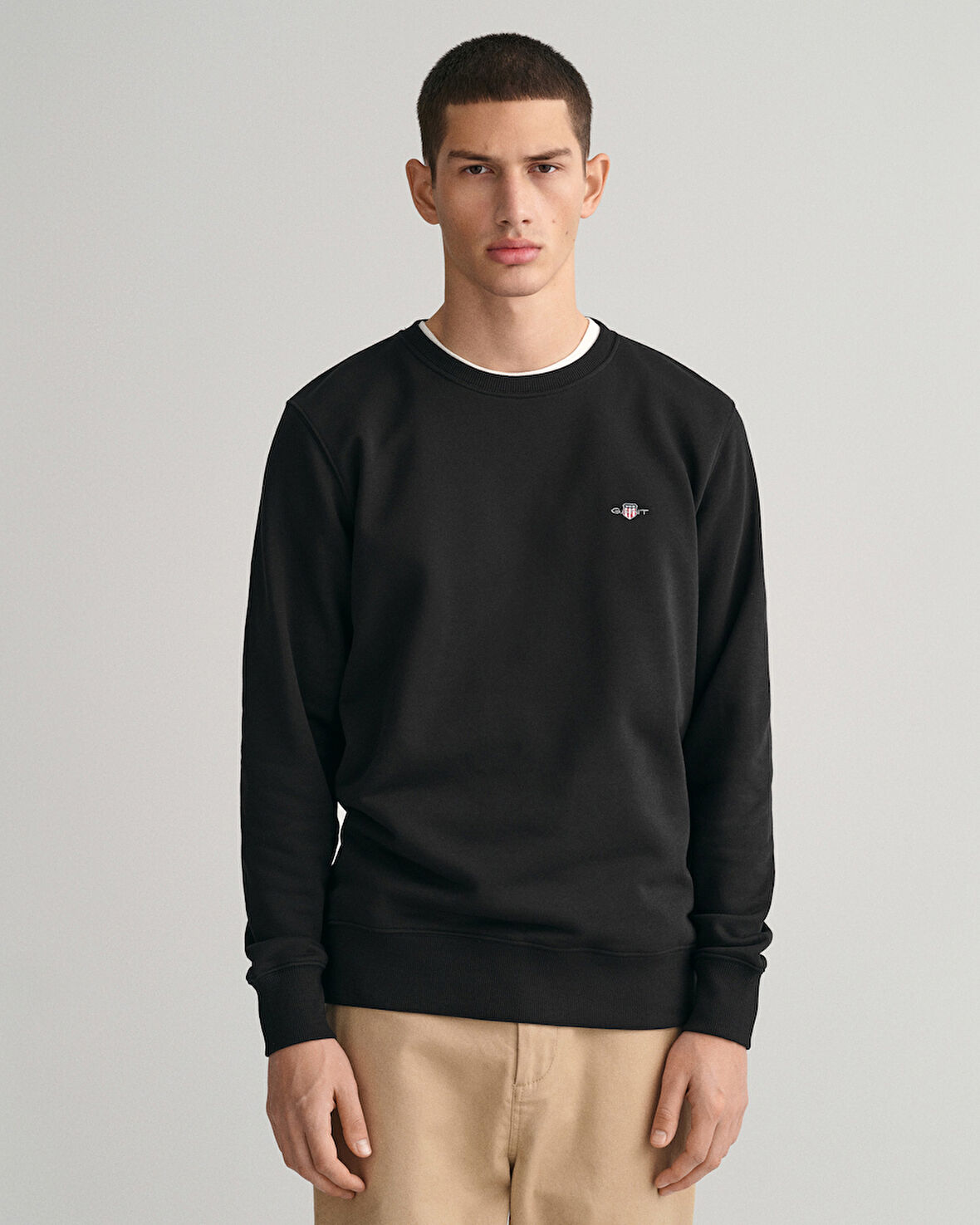 GANT Erkek Siyah Regular Fit Bisiklet Yaka Sweatshirt