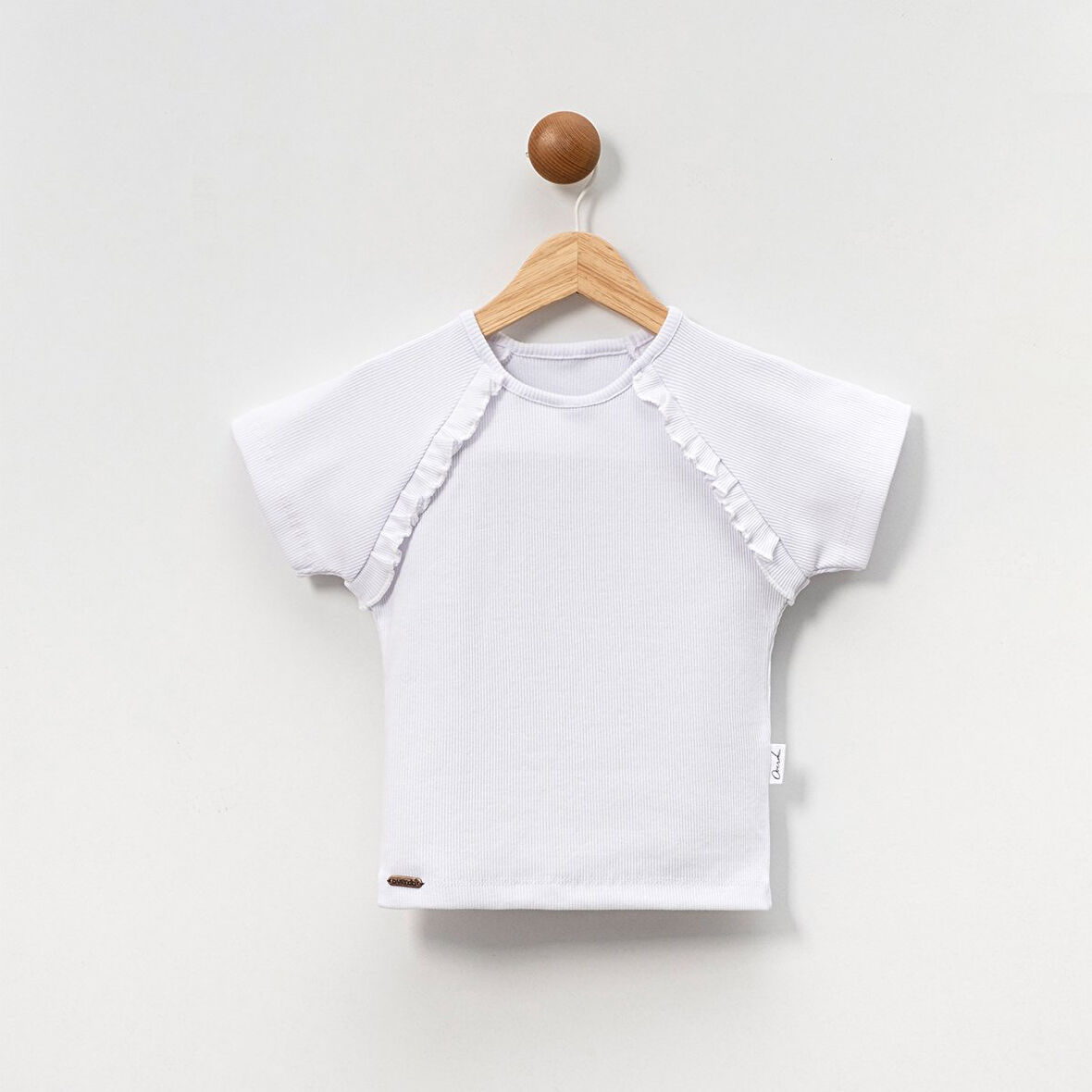 Kaşkorse Fırfırlı Kısa Kol Kız Çocuk Tişört