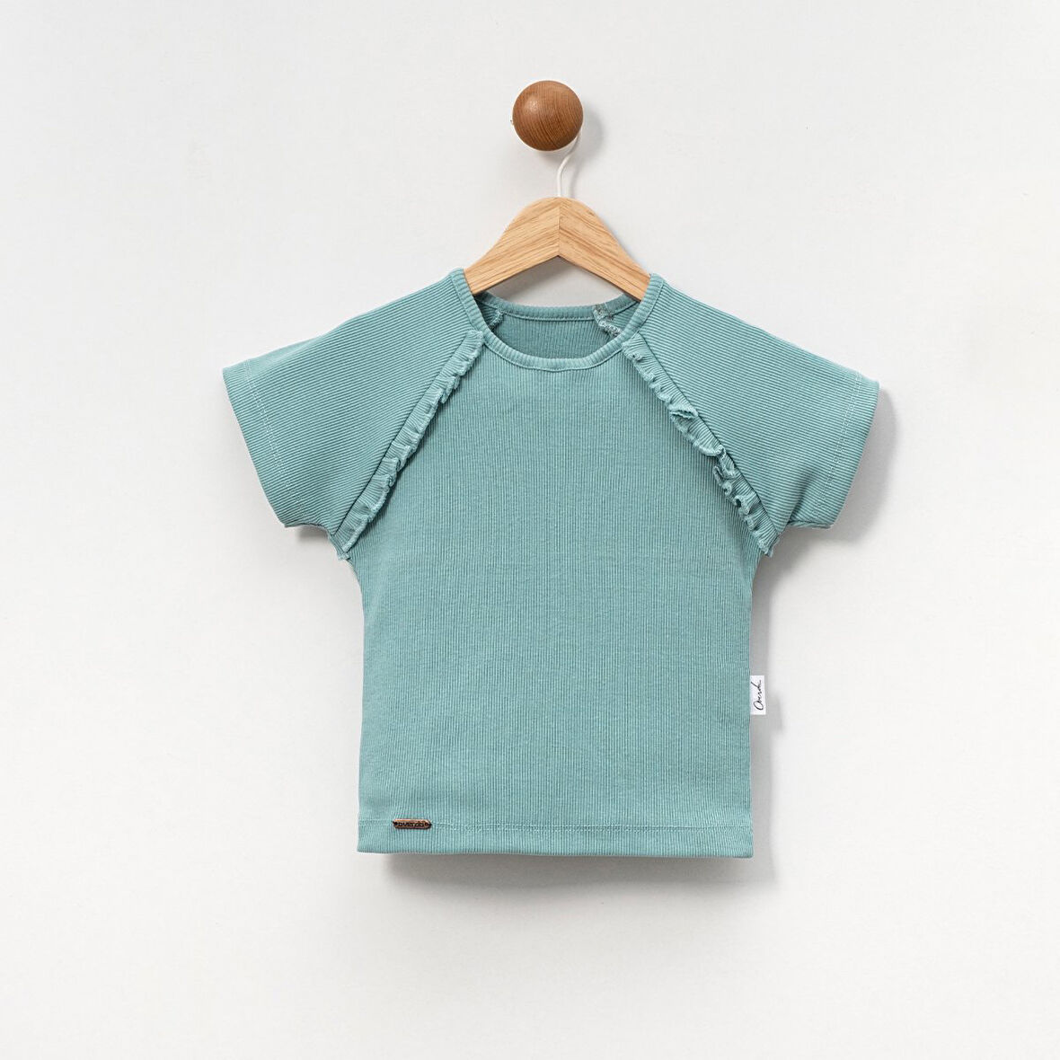 Kaşkorse Fırfırlı Kısa Kol Kız Çocuk Tişört