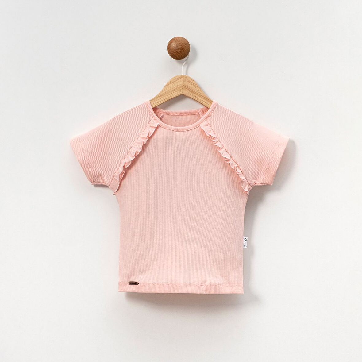 Kaşkorse Fırfırlı Kısa Kol Kız Çocuk Tişört